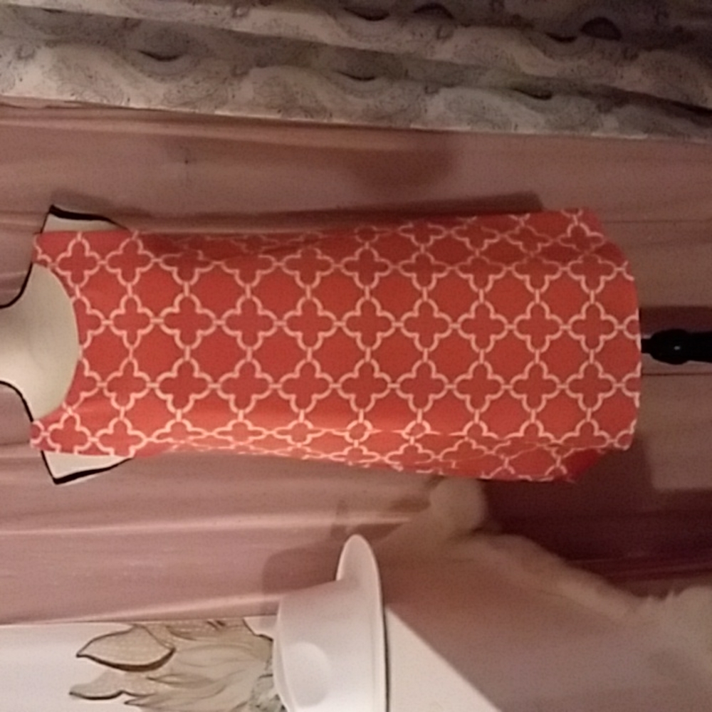 Orange Print Shift Dress